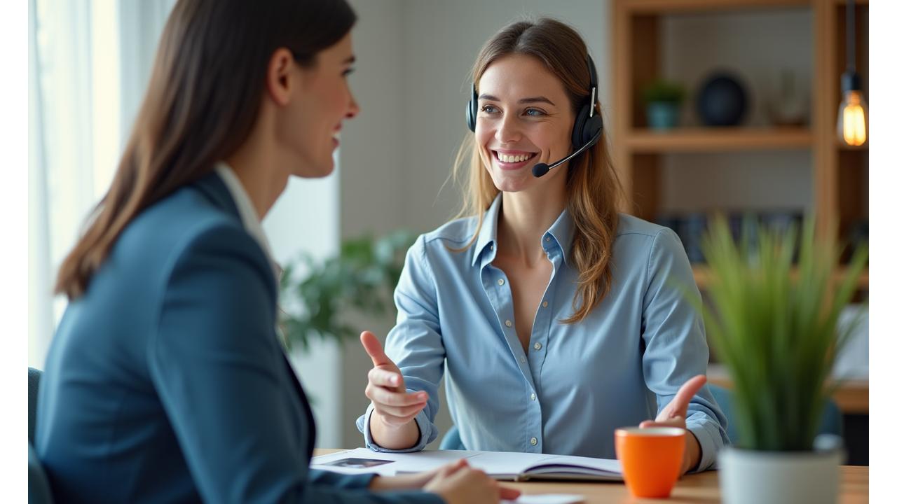 A friendly Zenith Blade customer service representative engaging with a customer online, demonstrating attentive and personalized support.
