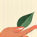 Icon representing sensitive skin, perhaps a gentle hand touching a leaf, in muted tones.
