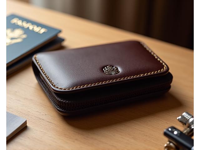 Leather travel case for a safety razor and blades.