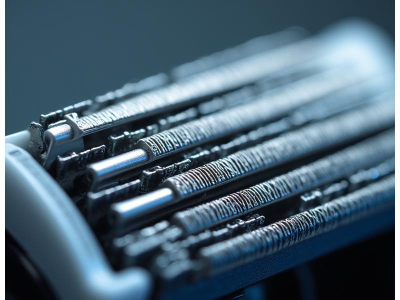 Macro shot of multi-blade cartridge technology showing precision engineering and lubricating strips.