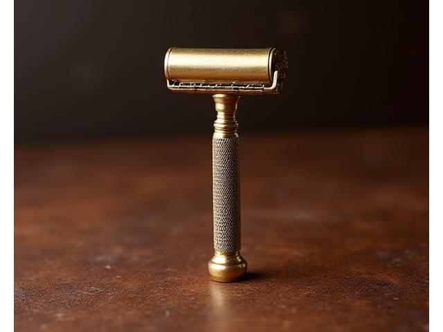Artisan Brass Double Edge Safety Razor, with a warm, aged brass patina.