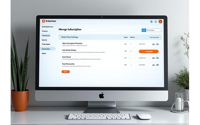 Clean, intuitive online dashboard with options to manage subscription details: 'Skip next box', 'Update payment', 'Change frequency', 'Cancel subscription'.